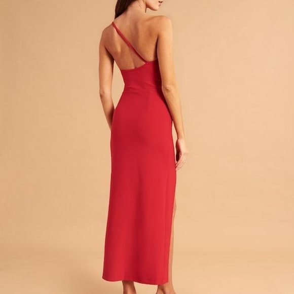 Abercrombie red asymmetrical high slit maxi dress - Picture 3 of 7